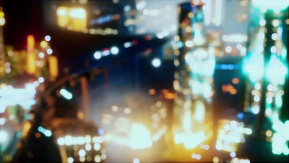 Defocused Background of City Night Light Blur Bokeh