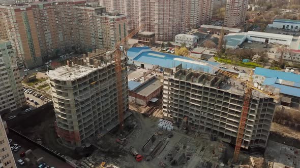 Top View of Construction Site in Beginning of Building New Housing Project.