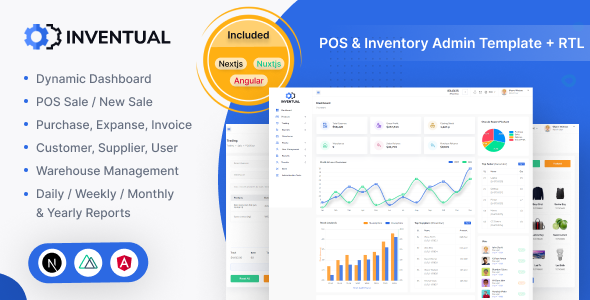 Inventual – Angular, NextJs & NuxtJs Inventory Admin Template + RTL