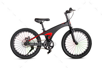 Black and red bmx bike on white background