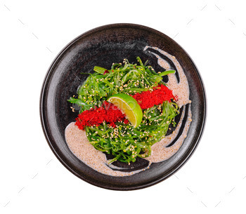 Gourmet seaweed salad with tobiko garnish