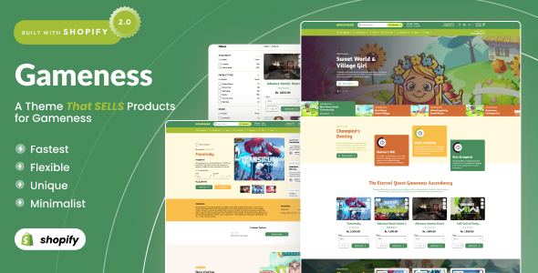 Gameness – Multipurpose Gaming Shopify 2.0 Store – 0 Sold!