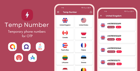 Temp Number - Temporary Phone Numbers App with AdMob Ads