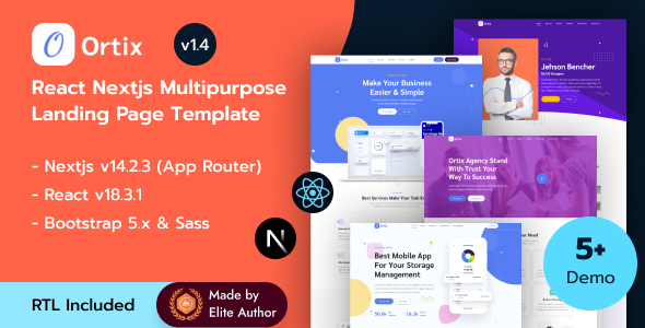 Ortix - React Nextjs 14+ Multipurpose Landing Page Template