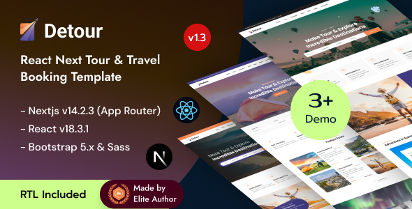 Detour - React Nextjs 14+ Tour & Travel Booking Template