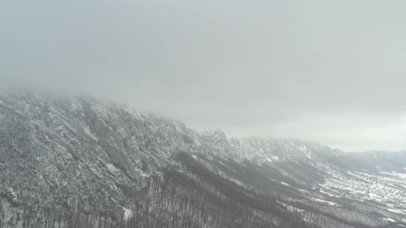 High snow over the mountain ridge Veliki Krs 4K drone footage