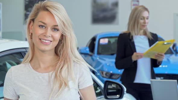 Gorgeous Happy Woman Smiling, Holding Car Keys After Buying New Auto