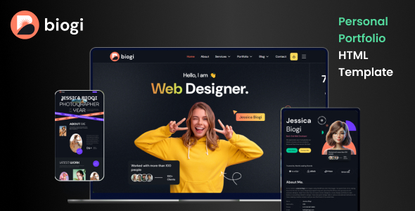 Personal Portfolio HTML Template – Biogi – 0 Sold!