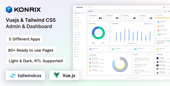 Konrix – Vue Tailwind CSS Admin & Dashboard Template – 0 Sold!