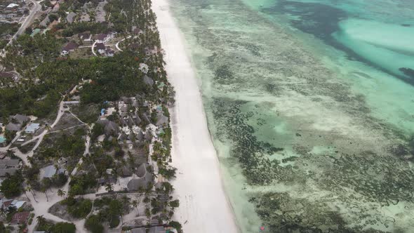 Aerial View of the Beach on Zanzibar Island Tanzania Slow Motion