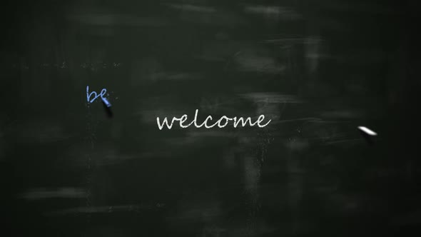 Welcome' in English, German, Russian, French, Spanish, Portugese. Blackboard.