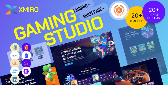 Xmiro - Gaming Studio HTML + React Next JS Template