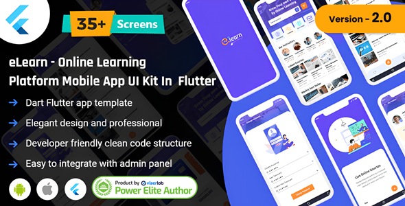 Elearn - Online Learning Platform App UI Kit in Flutter
