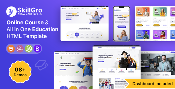 SkillGro - Online Courses & Education Template