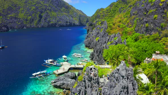 Beautiful Beach in Matinloc Island El Nido Palawan Philipines Just Only a Few Steps Up To the Hill