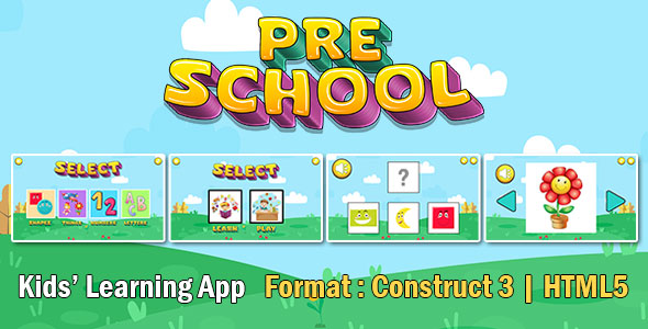 Pre School v1 Game (Construct 3 | C3P | HTML5) Educational Game