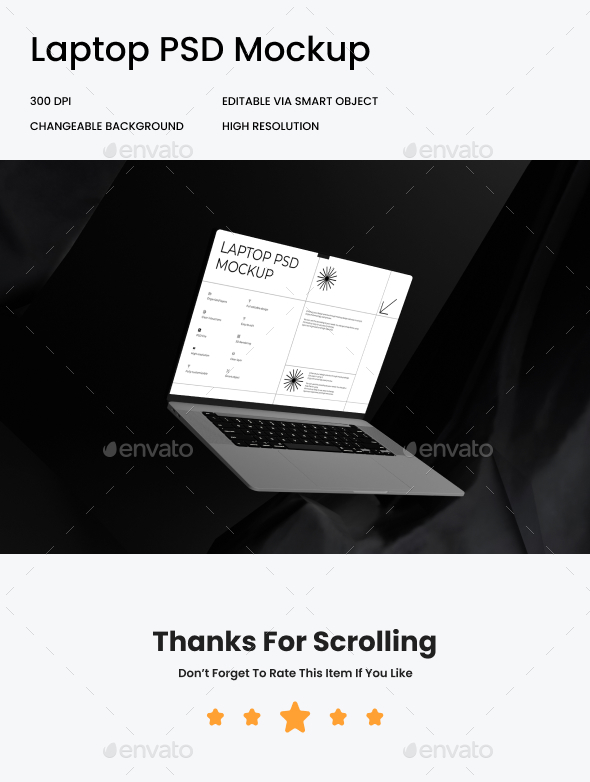 Dark Laptop PSD Mockup