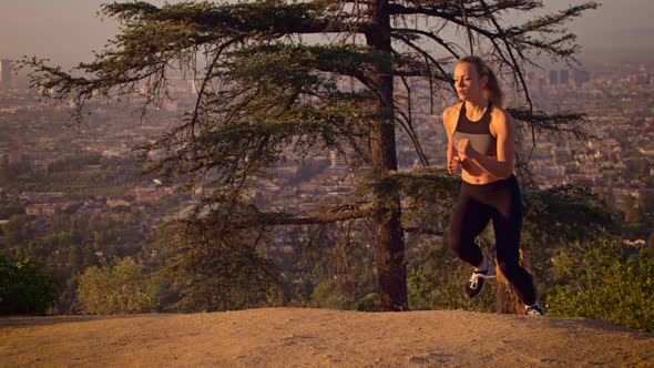 Fit Woman Jogging Los Angeles Slow-Motion