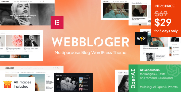 Webbloger – Multipurpose Blog WordPress Theme – 0 Sold!