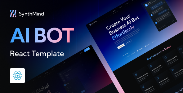 SynthMind – AI Generator Bot Business and Technology Startup React Template – 0 Sold!