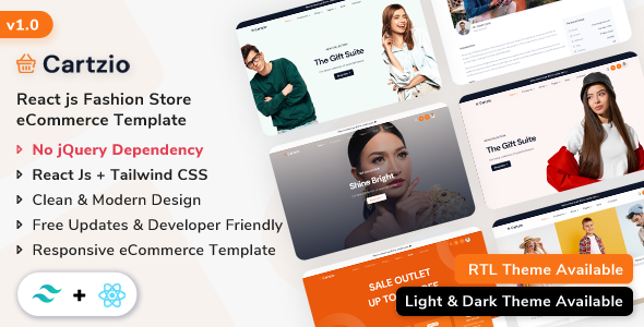 Cartzio - Multipurpose eCommerce Template (React Js + Tailwind CSS)