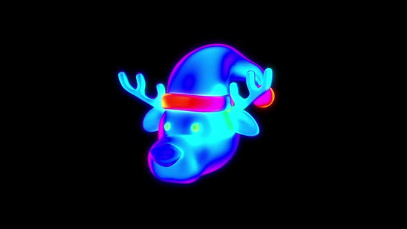 Christmas 3D Reindeer Flying Psychedelic Animation for Colorful NFT