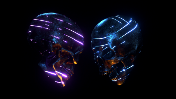 Neon Skulls Duo 4K Loop
