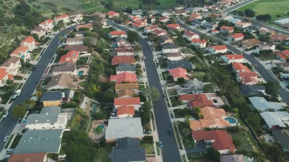 Afternoon drone view and moving forward from one of the Palos Verdes road in Palos Verdes Estates, C