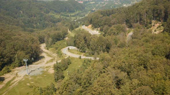 Aerial view of a forest in Transylvania