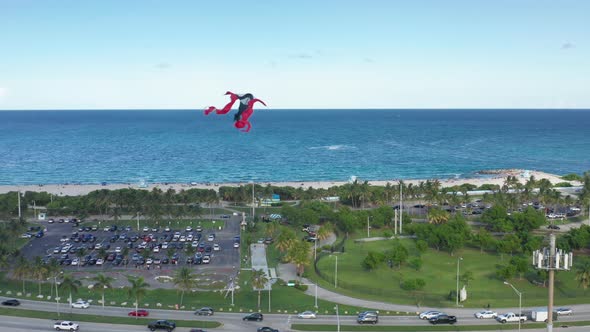 Summer Nature of Florida.  Aerial of the Kites Soaring Above the Blue Ocean