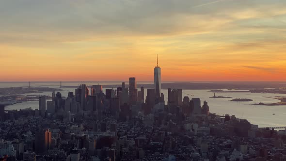 Lower Manhattan at Sunset, View From the Empire State Building