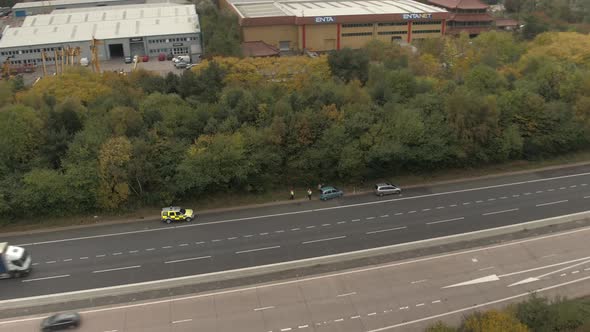 Police Attending the Scene of an Accident on a Motorway