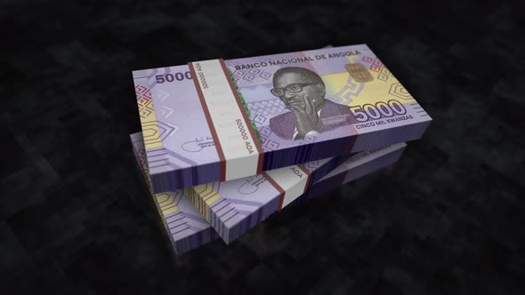 Angola Kwanza money banknote pile packs