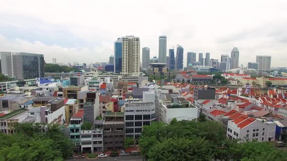 Aerial view of Boat Quay. Singapore