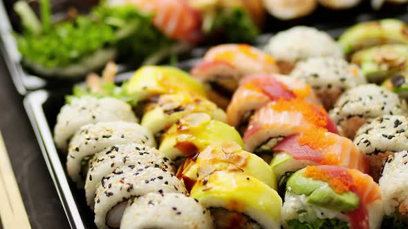 Japanese Food Rolls in Plastic Box