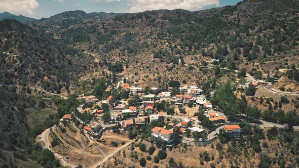 Aerial View Mountain Range Village in Highlands