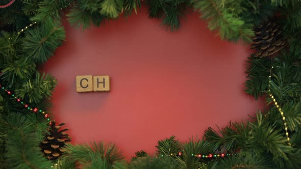 Christmas Female Hand Making Word of Cubes, Celebration of Annual Festival