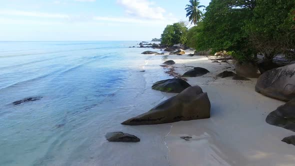 Aerial View Of Beau Vallon Beach And Rocks And Palms, Mahe Island, Seychelles 1