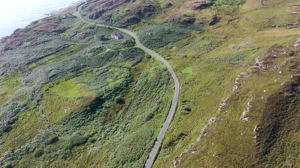 Aerial View of the Coastal Single Track Road Between Meenacross and Crohy Head South of Dungloe