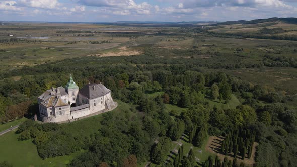 Old Olesky Castle in Ukraine Aerial View