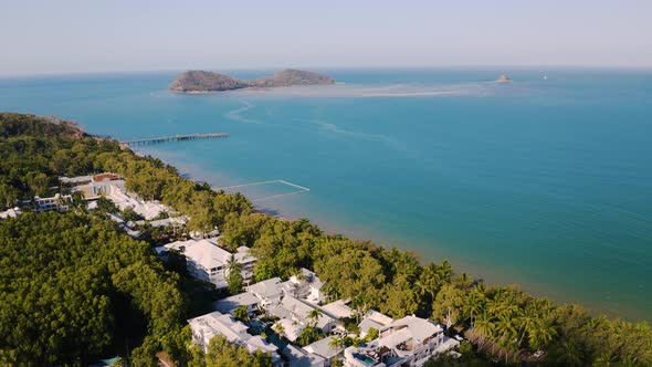 Aerial, Beautiful Seascape And A View On A Small Islands In Palm Cove, Queensland, Australia