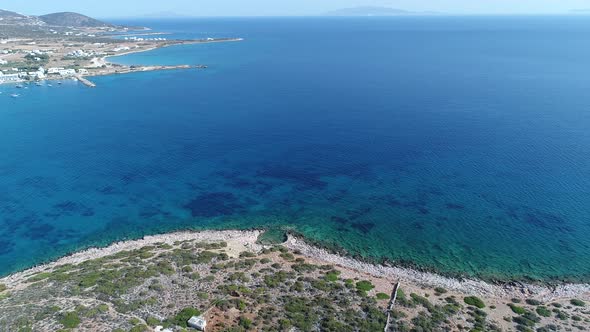 Village of Aliki on the island of Naxos in the Cyclades in Greece from the sky