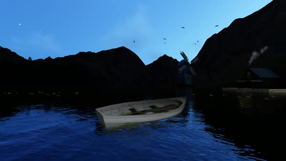 Abandoned Boat and Lake View alt