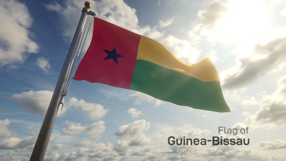 Guinea Bissau Flag on a Flagpole