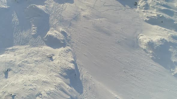 Snow Covered Landscape Aerial Drone Flight