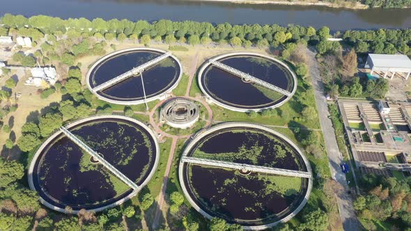 Sewage treatment plant in city