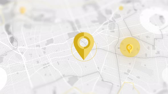 Yellow Pins on White map Navigation Background