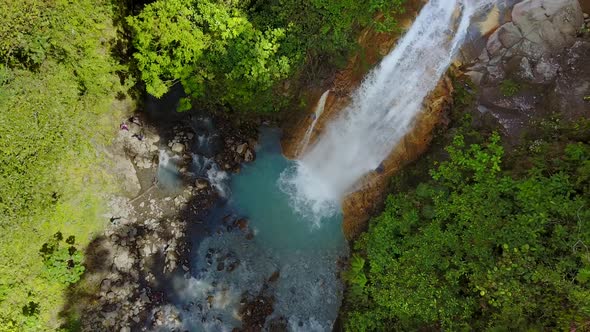 Aerial view of Catarata del Toro waterfall in Costa Rica.