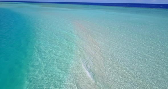 Luxury birds eye island view of a white paradise beach and turquoise sea background in high resoluti