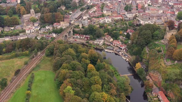 Aerial drone footage of the beautiful village of Knaresborough in North Yorkshire